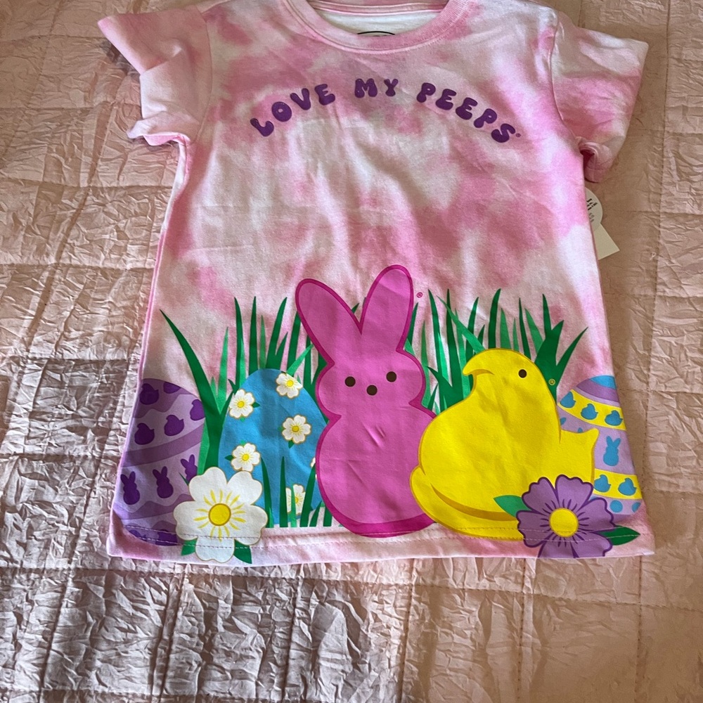 Kids Pink Tie-Dye Easter Shirt size XS 4/5